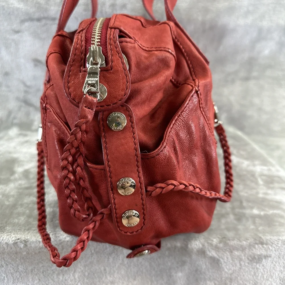 Andrew Marc Hobo Bag Purse Red Leather Distressed Rebel Sydney